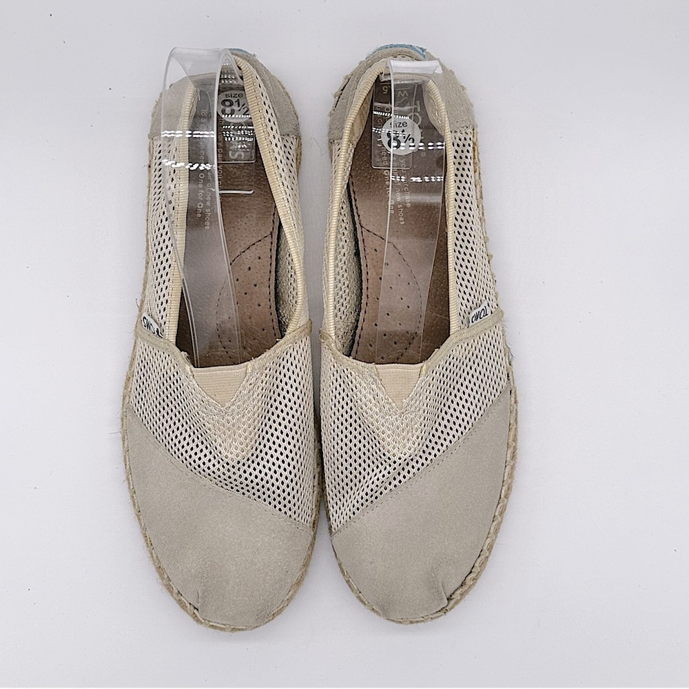 TOMS Classic Mesh Slip On Espadrille Flats Beige Womens 8.5‎ Casual - Picture 2 of 13